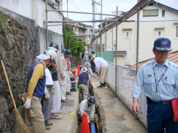 ガス、水道、温泉管替工事